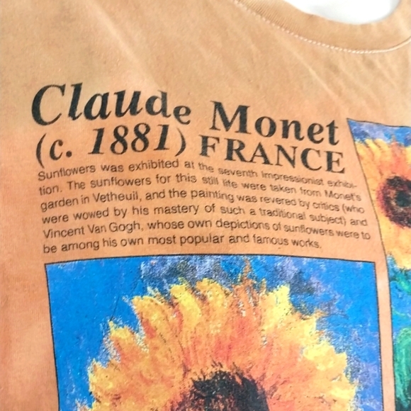 🔵BOGO FREE🔵 Sunflower Graphic T-Shirt Tie Dye Claude Monet Tournesols SZ M - Picture 3 of 5